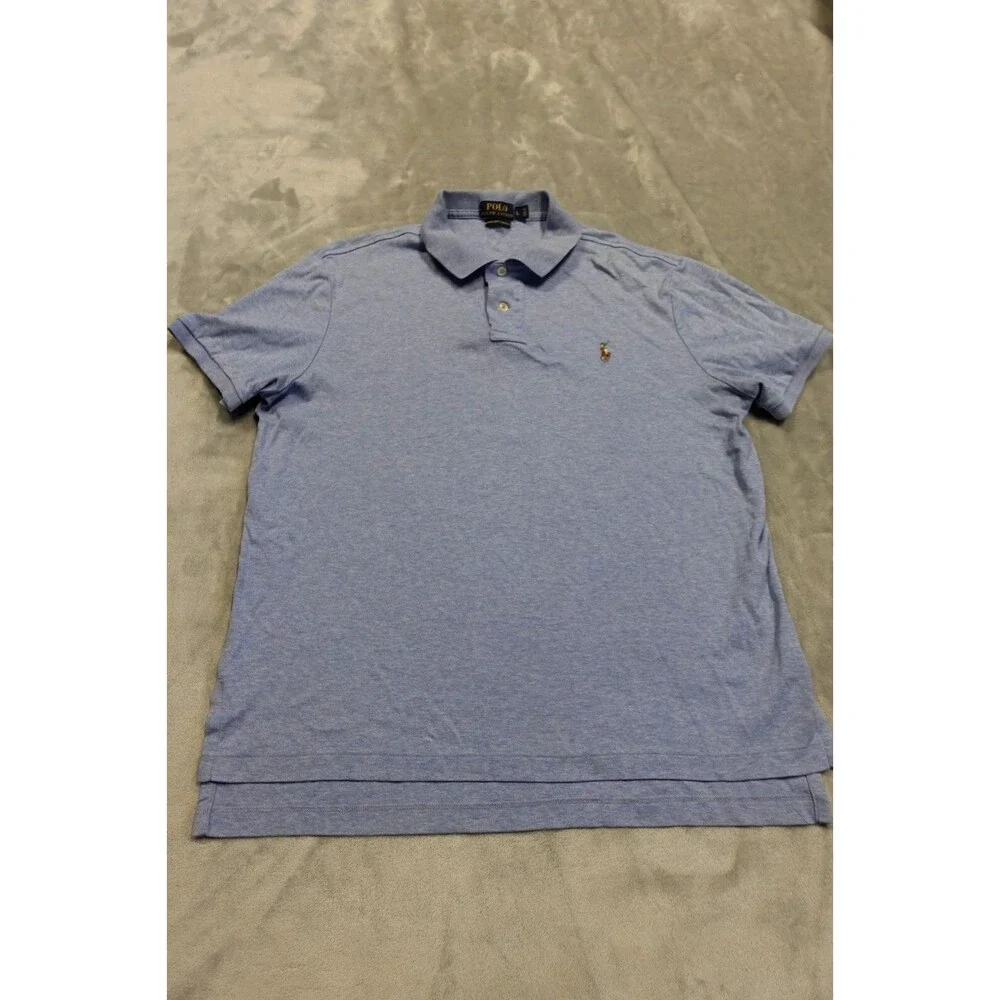 Polo Ralph Lauren Men's Large Blue Pima Soft Touch Fesh Pony Casual Golf